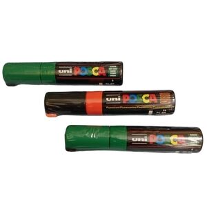 UNI POSCA PAINT PENS/MARKERS FOR GLASS SURFACES 3 PACK 8mm CHISEL TIP